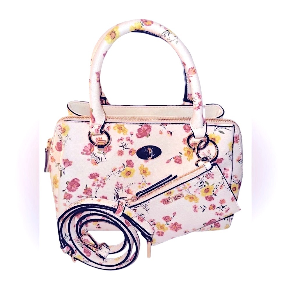 Brand New Guess Flower tote purse with matching wallet